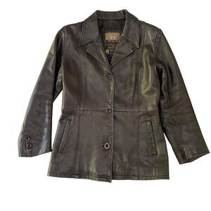 Vintage Laurence Roy Womens soft Black Lambskin Leather blazer Jacket Size Large